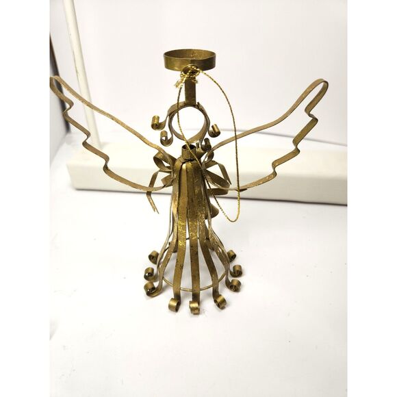 Metal Wire Angel Ornaments Hand Made Gold & Silver Lot of 3 Hanging - Picture 4 of 6